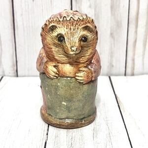 Vintage Signed Hedgehog Woodland Figurine R. Lane ’81 Handmade Folk Art Pottery